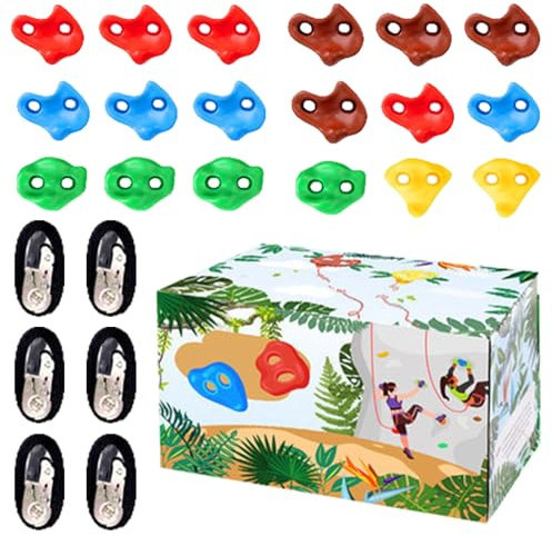 Nuytghr Kit per Arrampicata su Roccia per Bambini, Kit per Arrampicata, da Parete per Interni, Robusto Materiale Antiscivolo e Facile Installazione, Robusto Giochi per Bambini