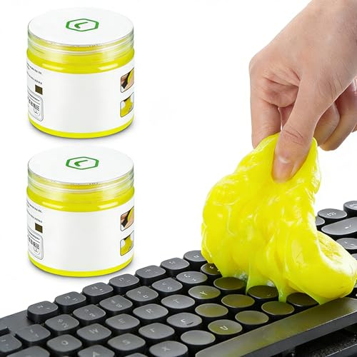 2-Pack Non-Sticky Cleaning Gel for Electronics - Reusable Putty for Keyboards, PC, Laptop, Car Vents & Device Gaps - Multi-Use Dust Remover