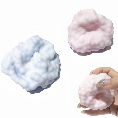 Stressball Erwachsene 2 Stück Traubenstress Squishy Stressbälle Kleines Perlen Quetschball Anti Stressabbau Spielzeug Bälle für Kneten, Drücken, Entspannen, Linderung von Angst(Blau/Rosa)