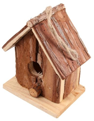 ARTIBETTER Nichoir à Oiseaux en Bois Naturel, Abri Extérieur à Double Pente pour Petits et Moyens Oiseaux, Nid Créatif pour Jardin, Maison Suspendue Bois, Décoration Jardin Couleur Aléatoire
