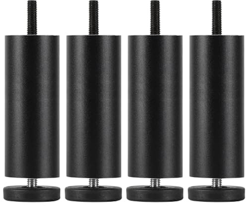 AXVRAV 4 Stück Möbelfüsse, Aluminiumlegierung Sofa Füße, Höhenversteller 0–8 mm, Möbelfüße 15cm für Sofa, Schreibtisch, Kleiderschrank, Schrank, M8-Gewinde (Schwarz)