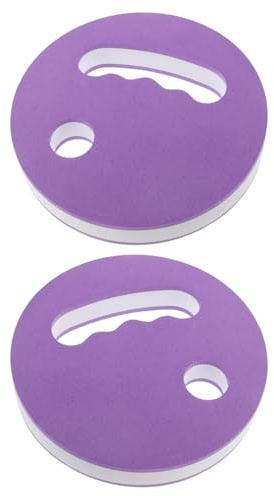 HOOTNEE Discos de Natación de Mano 1 Par, Pesas de Agua Espuma Eva Morado y Blanco, Equipo de Resistencia para Piscinas, Herramientas de Entrenamiento Acuático para Ejercicios de Natación