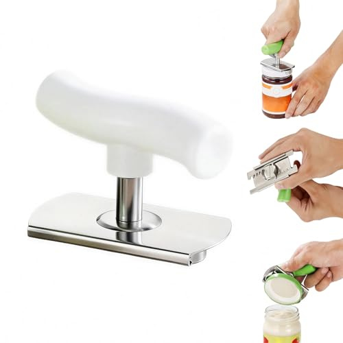 Dosenöffner aus Edelstahl, 2026 Neu Dosenöffner Manuell für Schraubgläser, Einstellbarer Flaschenöffner für Große & Kleine Flaschenverschlüsse, Praktisches Deckelöffner Küchen Gadgets (Weiß*1)