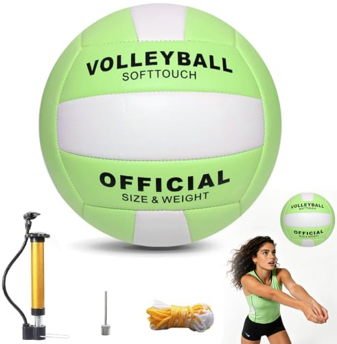 RNPKZ Volleyball Official Size 5, Soft Touch Volleyball | Beach Volley ball, Soft Volleyball with Pump and Mesh Bag, Waterproof Volleyball for Indoor Outdoor Beach Pool Gym
