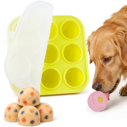 Lutitad Moule à friandises en silicone à 9 cavités pour chien avec couvercle pour chiot Woof et Power Chewer Pupsicle Petit moule à friandises anti-adhésif réutilisable pour jouet de chiot et temps de