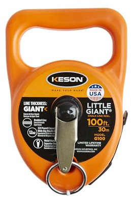 Keson G100 Little Giant Chalk Line Reel, 12-Ounce Chalk Capacity, 100-Foot