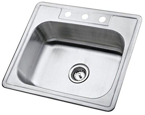 Kingston Brass K25228BN 22 Gauge Single Bowl Stainless Steel Self-Rimming Kitchen Sink, Brushed Nickel