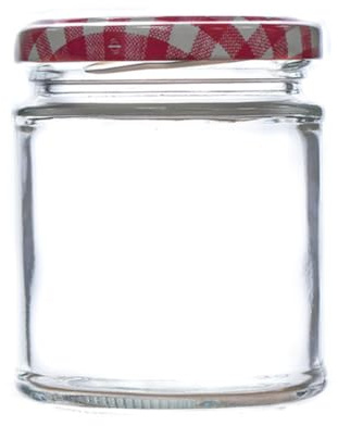 Wares of Knutsford 12 x 190ml (8oz) Glass Jam Jars with Lids – Straight Sided Preserving Jars for Jam, Honey, Chutney, Marmalade & Crafts (Red Gingham Lids)