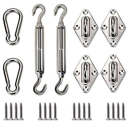 Windscreen4less Sun Shade Sail Hardware Kit - 6 Inches - Super Heavy Duty - for Square and Rectangle Sun Shade Sail