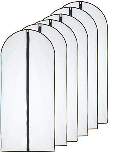 HomeClean Bolsas para Ropa a Prueba de polillas 60 x 153cm Bolsas con Transpirable Lateral Negra Transparente para la Ropa de Vestido de Noche de Boda Mucho más Larga Paquete de 6