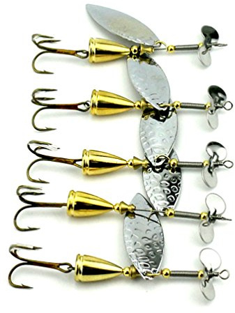 LENPABY 5 pièces cuillère outil de pêche turbine truite 9cm 12,5g métal paillettes rotatives