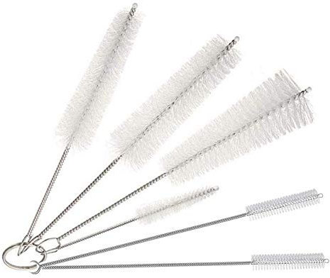 Cleaning Brush Set, Bottle Brush Cleaner, Tube Brushes, Water Bottle Cleaning Brush, Kitchen Wire Scrub Set for Nozzle Clean, Drinking Straw, Wine Bottle, Cup, Pipes, Keyboard, Set of 6