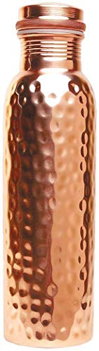 Reise Wasserflasche aus reinem Kupfer, für ayurvedische Gesundheit, fugenfrei, auslaufsicher, gehämmert Sale for - 1 Piece 900 ml