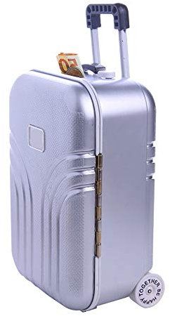 Kreative Spardose Mini Klein Trolley Gepäck Sparschwein, Moderne Desktop Dekoration Sparbüchse, Simulation Reisekoffer aus ABS Kunststoff, Nette Reise Box, 16x10.5x7cm (1Stück Silber)