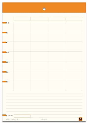 MEYCARD - C4B Wochenplaner, 4 Spalten, 56 Wochen, größer DIN A4, Designpapier