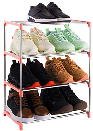 Xerhnan Scarpiera impilabile a 4 livelli, per riporre scarpiere leggero, per ingresso, corridoio e armadio (Rosa)
