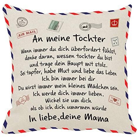 Benutzerdefinierte Kissenbezug mit Text Personalisierte Advanced Fabric Einzigartige Hochzeit Haustier Geschenke Ideale Dekore Personalisierte Geschenke für Geburtstag Jubiläum (Für Tochter von Mama)