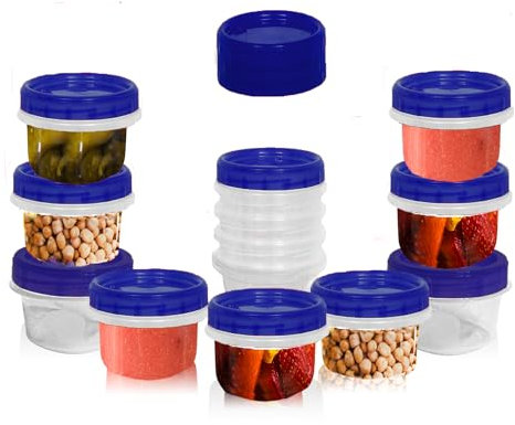 HomeyGear 4oz - 12 Pack Small Twist Top Food Storage Deli Containers Leak-Proof Airtight Storage Canisters with Screw & Seal Lids BPA-Free Stackable Reusable Kitchen Essentials Snack