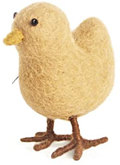 Gry & Sif Osterdeko zum Aufhängen oder Hinstellen, Osterküken, Osteranhänger, Ostern, Frühlingsdeko aus Filz, Fairtrade, Handmade | 1x Küken sandgelb