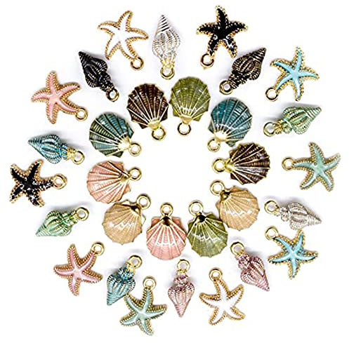 30 Stücke Hängen Schmuck Pendant Legierung, Muschel Anhänger, Muschel Seestern Charms, Legierung Metall Shell Anhänger Für DIY Schmuck Machen Halskette Armband Ohrring
