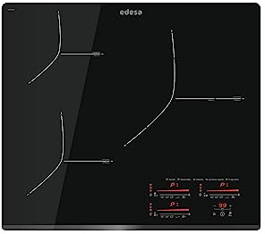 Edesa Placa de Inducción EIMS-6330 B con biselado frontal, 3 Focos de Cocción, Panel de Control Multi Slider Touch, 9 niveles + Booster, Temporizador, Potencia Máxima 7,1W, Acabado en Negro.