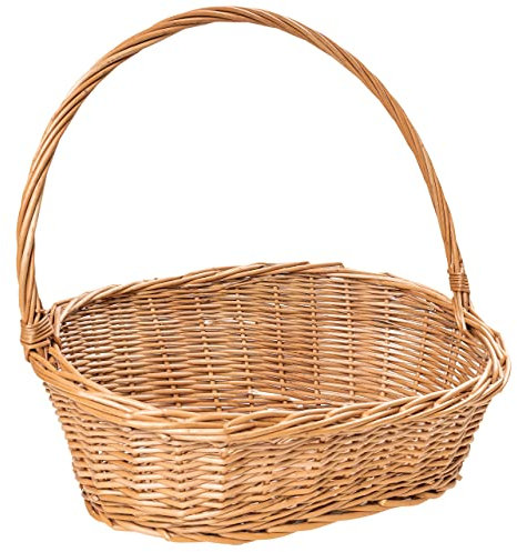 Creative Home Weihnachtskorb Oval Einkaufskorb Weidenkorb Schrägem mit Henkel | 45 x 32 x 43 cm (+/- 1 cm) | Groß Leicht | Handgeflochten | Universell und Langlebig Groß Geflochten | Osterkörbchen