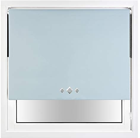 FURNISHED Verdunkelungsrollo mit dreifach diamantierten Ösen und zuschneidbaren Metallbeschlägen – Enteneiblau, 105W x 165H cm