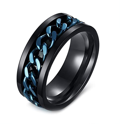 Epinki Eheringe Breit, 8MM Edelstahl Ring Pärchen Anxiety Ring Drehbarer Ringe für Männer, Silber/Schwarz/Gold/Bunt