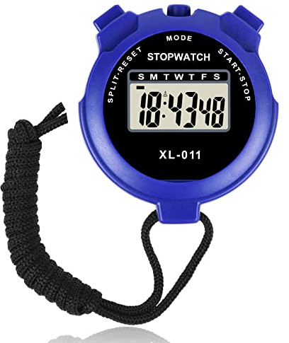 Vicloon Sport Stopwatch Timer, Multi-Function Sport Digital Stopwatch Large Display, Single Lap /Split Memory Stopwatch with12/24 Hour Clock Alarm Calendar for Training Swimming Running(Blue)