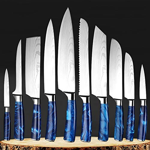 WERWER Set di coltelli da cuoco professionale Set Damasco modello Giapponese Cucina Giapponese Coltelli Bone Bone Pesce Frutta Verdure Verdure Acciaio inossidabile