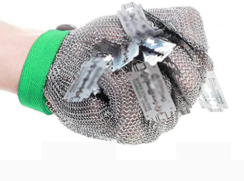 Guantes de Trabajo Anticorte Guantes de metal anticorte for carpintería, gafas antipuñaladas de trabajo de seguridad universal for mano izquierda derecha, correa de escritura de nailon ajustable ( Siz