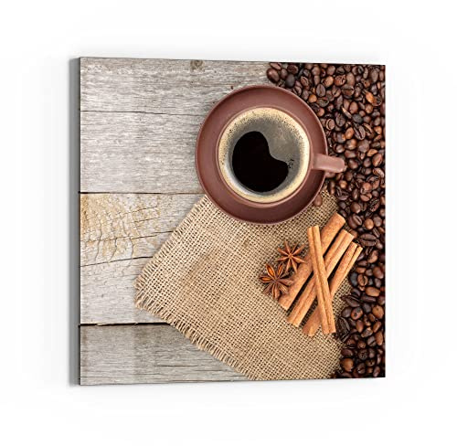 DEQORI Glas-Magnettafel | 50x50 cm groß | Motiv Blick in Kaffeetasse | Memo-Board aus Glas | Magnetboard inkl. Magnete, Stift & Tuch für Küche & Büro | Tafel magnetisch & beschreibbar