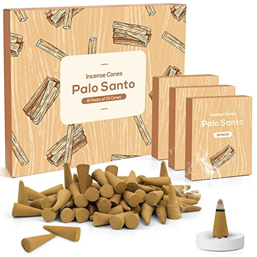 LA BELLEFÉE Palo Santo Räucherkegel, 120st, Mit 1 Räucherstäbchenhalter, Natürlich Duftende Räucherkegel Perfekt für zu Hause, Entspannung, Innenräume, Yoga-Praxis, Meditation