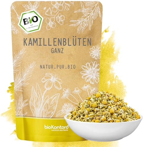 bioKontor – BIO Kamillenblüten 100g – für Kamillentee – 100% naturrein | ganze Kamillenblüten getrocknet lose – deutsche Handabfüllung – aus kontrolliert biologischem Anbau – Kamillentee Blüten