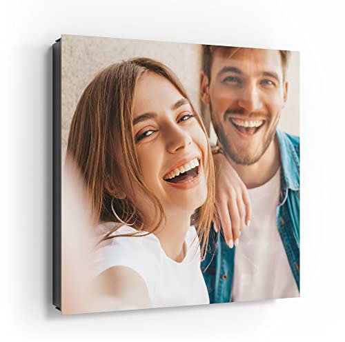 DEQORI personalisierter Schlüsselkasten schwarz mit Foto | 30x30 cm | eigenes Bild | Glas & Metall Schlüssel-Box | Schlüsselschrank 50 Haken + 2 Magnete | Moderne Box magnetisch & beschreibbar