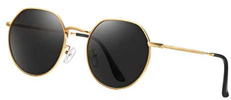 Long Keeper Runde Polarisierte Sonnenbrille Herren Damen - Retro Sonnenbrille Rund Polarisiert Klassisch Vintage Runde Brille Metallrahmen UV400 Schutz