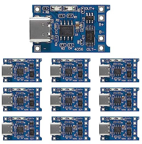 Greluma 10 Pz Tipo-C USB-C 5V 1A 18650 Scheda di ricarica per modulo caricabatteria al litio con doppia funzione di protezione