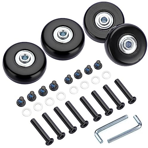 IGNPION 4pcs roulettes de Valise avec vis noires Roues de Rechange réparation de roulements pour Valise de Bagage 50 * 18mm