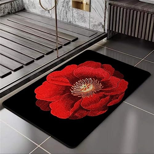 Badezimmerteppich, Badematte Rutschfest, Duschmatte Rutschfest, Duschvorleger, Badvorleger Badteppich Waschbar Teppich Badezimmer, Bathroom Mat, Bath Mat Mats, Bad Teppich, Färberdistel-80x150cm