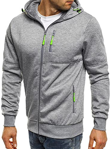 FAWHEWX Felpa con Cappuccio da Uomo Casual con Zip Intera Sport Fitness Cardigan con Cappuccio Giacca con Cappuccio Giacca da Uomo con Cerniera in Pile Pullover Felpa con Cappuccio(C-Grigio/3XL)