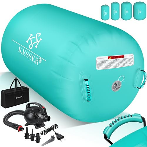 KESSER® Aufblasbare Airtrack | inkl. Tragetasche & elektr. Luftpumpe | Barrel Tumbling, Yoga, Fitnessmatte, Trainingshilfe, Turnmatte, Balance Trainer, Sportmatte, Luftmatratze, Workout