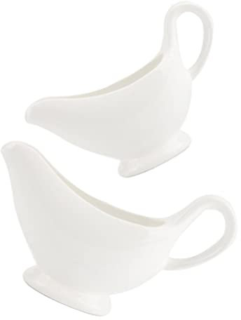 Kichvoe Salsera De Cerámica Salsera Pequeña Con Mango Liso Para Salsas Ensalada Crema Café Leche (3 Onzas + 5 Onzas)