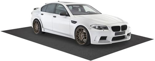 COSTWAY Garage Bodenmatte, 252,5 x 221 cm, Ölmatte Garagenbodenmatte Auto, Bodenmatte rutschfest & wasserdicht & wiederverwendbar, Antirutschmatte Garagenmatte, inkl. doppelseitigem Klebeband