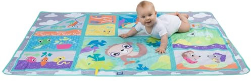 Playgro Krabbelmatte Baby Spielmatte Kinder 150cm x 100cm Faltbar Spielteppich Spielunterlage Groß rutschfest Beidseitig Tragbar Wasserdicht Innen Außen Bunt