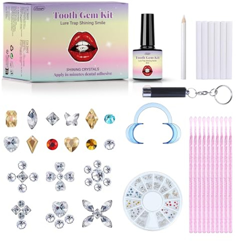 YFKEJI DIY Tooth Gem Kit, 120 Sparkling Crystals, Teeth Jewelry Starter kit, DIY Crystals Diamond Tooth Gems Kit for Teeth (B)
