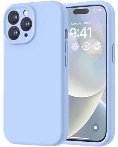 LOVE 3000 Designed for iPhone 14 Pro Case, Premium Silicone with [Soft Anti-Scratch Microfiber Lining] Shockproof Protective Phone Case for Lanyard 6.1, Light Blue