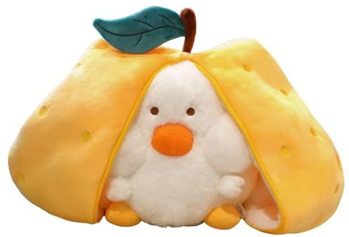 Viusneun Plüsch Kissen, Herz Entchen Dekokissen Süße Weich Sofakissen Flauschige Zierkissen für Zuhause Kinder Weihnachten Geburtstag (Birne,35cm)