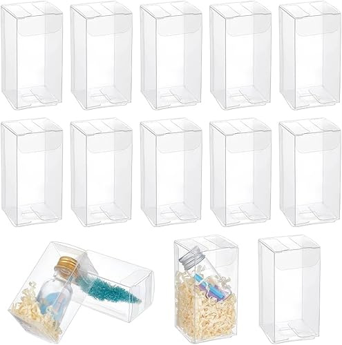 DELORIGIN 24Stück Transparente Geschenkbox 4x4x8cm Geschenkbox Durchsichtig Kleine Klare Quadratische Displaybox Transparente Würfel PET Geschenkboxen Für Weihnachtstag Geburtstag Hochzeit Partys