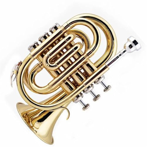 Standard Trompeten Mini-Taschentrompete Bb Flat Brass Blasinstrument Handschuhe Tragetasche Professioneller Anfänger Bb-Trompete
