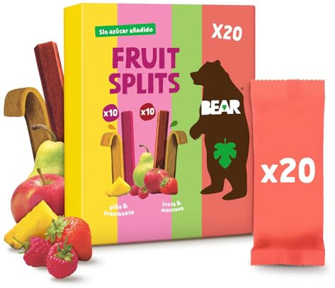 BEAR Fruit Splits Mixbox | 100% natürliche Zutaten | ohne Zuckerzusatz | Snacks für Kinder & Erwachsene | 20 Beutel x 20g | 400g